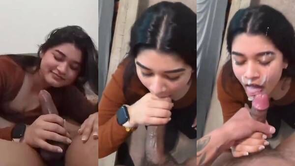 Cute Pakistani college girl Sidra's lusty blowjob and cum-facial